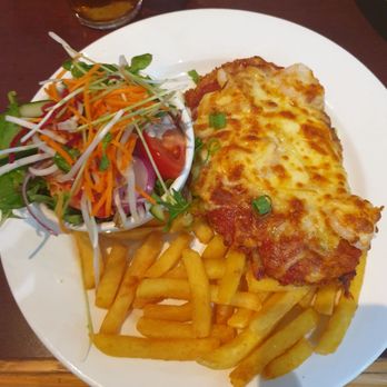 The Waves Club Caloundra - Parmigiana salad and chips - Cafes Near Me - Caloundra, QLD The Waves Club Caloundra - Parmigiana salad and chips - Cafes Near Me - Caloundra, QLD