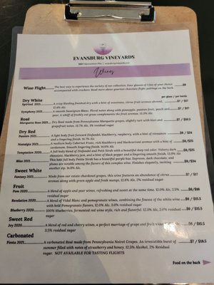 Menu photo 3 Evansburg Vineyards Collegeville, PA Menu photo 3 Evansburg Vineyards Collegeville, PA