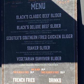 Black's Sliders - Menu - Food Trucks Near Me - Park City, Utah