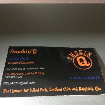 Smokin' Q - business card on a table - Food Trucks Near Me - Harrisonburg, Virginia Smokin' Q - business card on a table - Food Trucks Near Me - Harrisonburg, Virginia