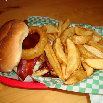 Outpost Bar & Grill - Dawg Burger with steak fries - yum! - Bars Near Me - Deer River, Minnesota