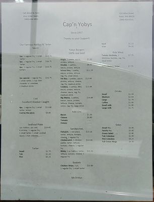 Menu photo 1 Cap'n Yoby's Drive-Ins Kelso, WA Menu photo 1 Cap'n Yoby's Drive-Ins Kelso, WA