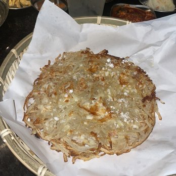 Inju Korean BBQ - Potato Mochi honey pancake. SO GOOD!! - Korean Near Me - Wheaton, Maryland