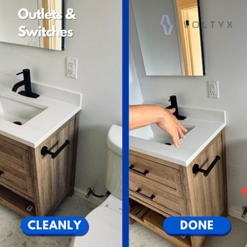 Voltyx - Modern black switch and matching outlet set installed during remodel. - Electricians Near Me - Fremont, California Voltyx - Modern black switch and matching outlet set installed during remodel. - Electricians Near Me - Fremont, California