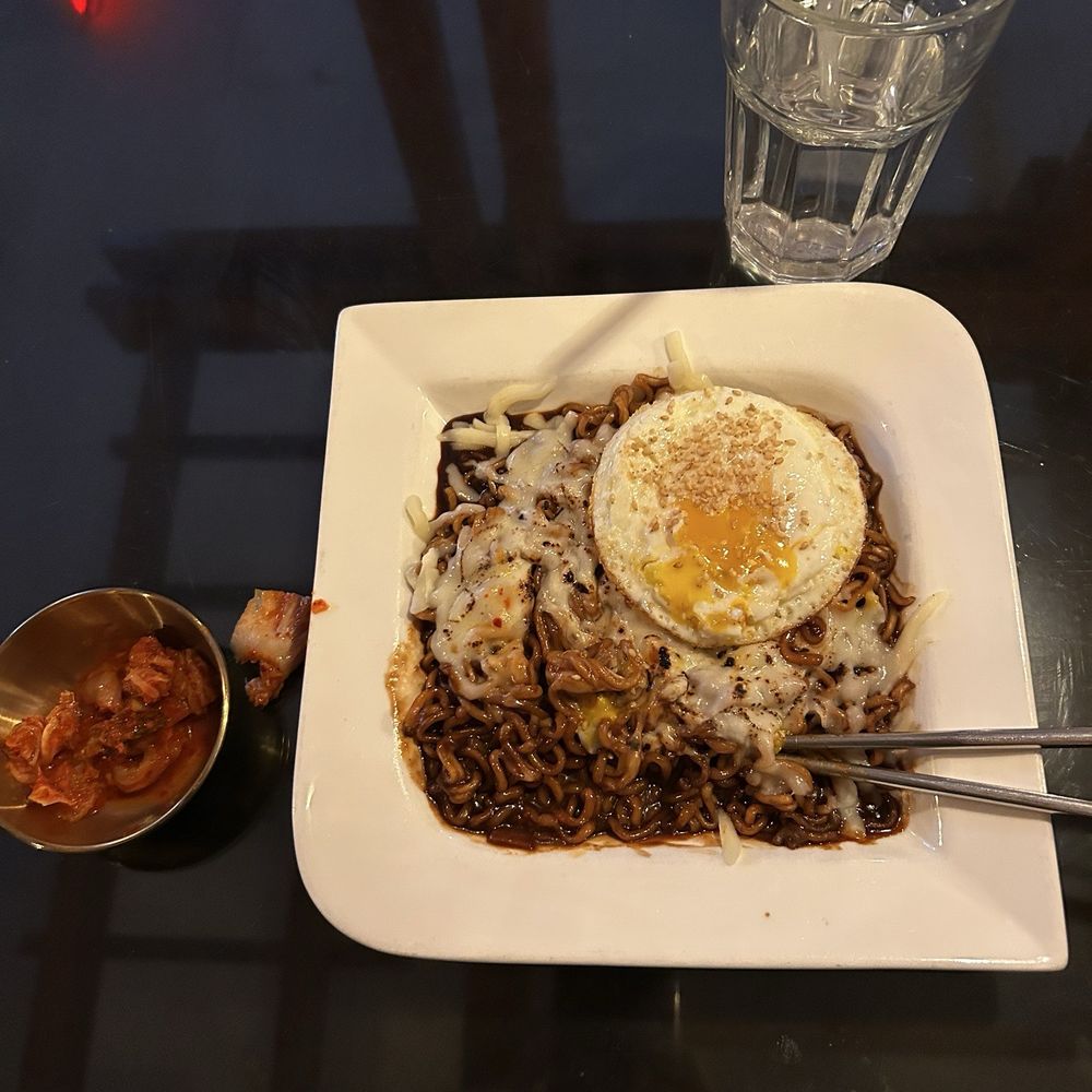 Jja-jang raymun with cheese and egg Jja-jang raymun with cheese and egg