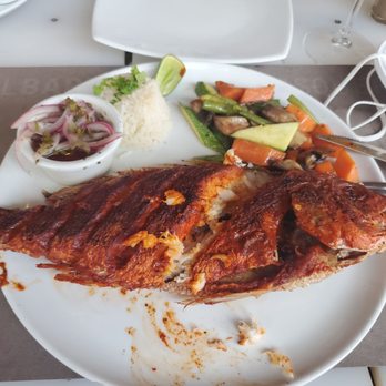 El Barracuda - Fried Snapper with red sauce... - Seafood Near Me - Nuevo Vallarta, NAY El Barracuda - Fried Snapper with red sauce... - Seafood Near Me - Nuevo Vallarta, NAY