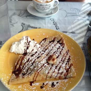 Crepes de Paris - Banana Nutella crepe and a latte - Creperies Near Me - Brea, California