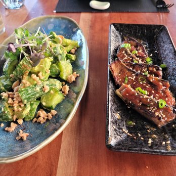 izanami - Underwhelming cucumber avocado salad. Eggplant nasu (grilled) with some light miso paste--amazing. - Tapas/Small Plates Near Me - Santa Fe, New Mexico izanami - Underwhelming cucumber avocado salad. Eggplant nasu (grilled) with some light miso paste--amazing. - Tapas/Small Plates Near Me - Santa Fe, New Mexico