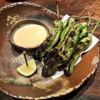 Zuma - Grilled shishito peppers with yuzu sesame dip. - Japanese Near Me - Las Vegas, Nevada