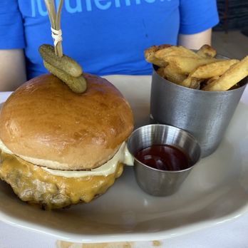 Bar Boheme - Le Hamburger (caramelized onions, new school american cheese, dijonnaise, beef tallow frites) - French Near Me - Las Vegas, Nevada Bar Boheme - Le Hamburger (caramelized onions, new school american cheese, dijonnaise, beef tallow frites) - French Near Me - Las Vegas, Nevada