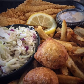 Cockeye Bbq - Cat Fish Friday dinner w/ cole slaw, fries, sweet tarter sauce, and some extra hush puppies. - American Near Me - Warren, Ohio Cockeye Bbq - Cat Fish Friday dinner w/ cole slaw, fries, sweet tarter sauce, and some extra hush puppies. - American Near Me - Warren, Ohio