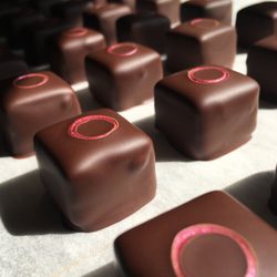 Ian Scott Confections - Foret Noire made with sour cherry pate de fruit, dark chocolate and white chocolate with Kirsch