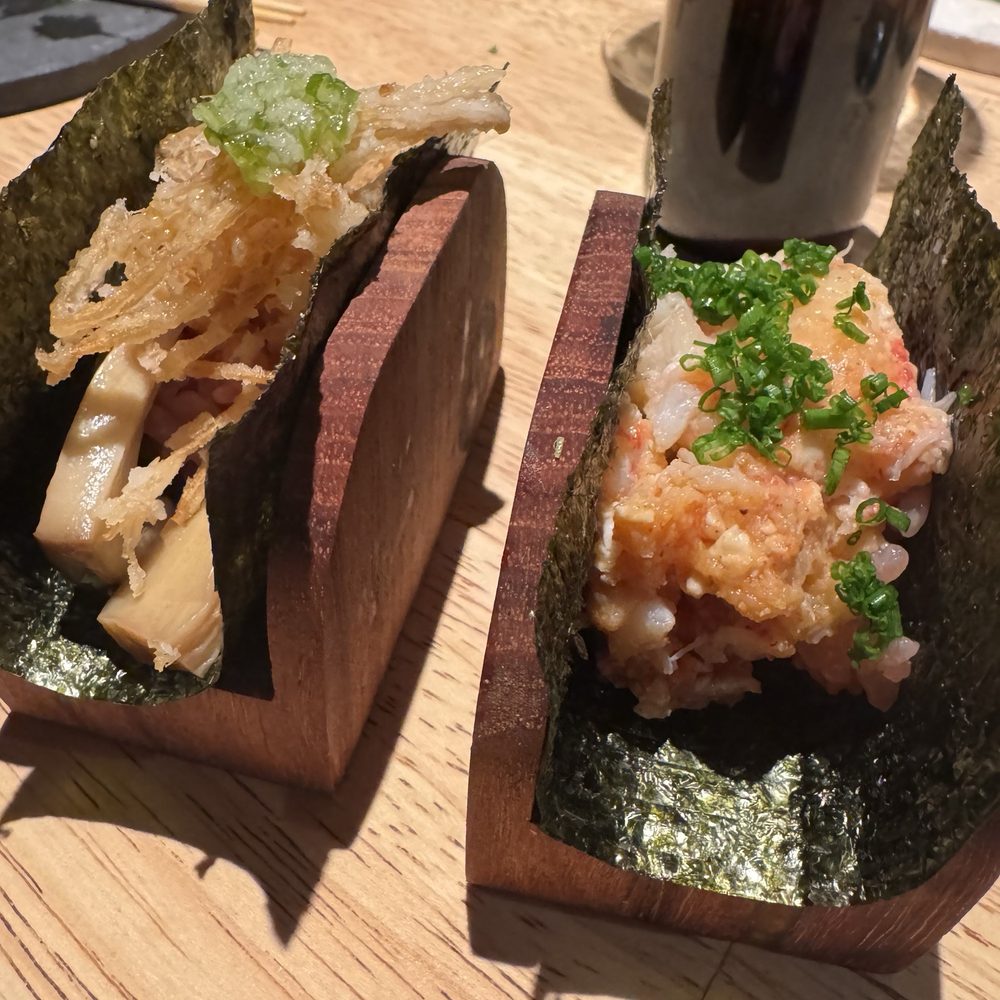 Kitsu Nori - Mushroom hand roll and lobster hand roll - Japanese Near Me - Austin, Texas Kitsu Nori - Mushroom hand roll and lobster hand roll - Japanese Near Me - Austin, Texas