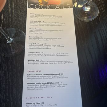 Fahrenheit Charlotte - Cocktail menu - New American Near Me - Charlotte, North Carolina