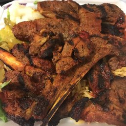 Grilled lamb with mixed salad and rice. Hubs said it was pretty good.