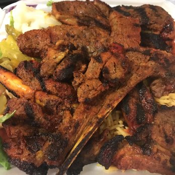 Gyro Mania - Grilled lamb with mixed salad and rice. Hubs said it was pretty good. - Halal Near Me - Bath Beach, New York