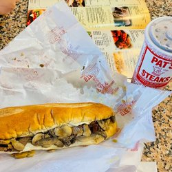 The Original Pat's King of Steaks - Mushroom Cheesesteak + Large diet coke