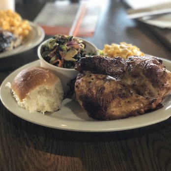 Cowboy Chicken - Half Chicken - 586 cal. Baked Mac & Cheese Kaleblazer Slaw - American Near Me - McDonough, Georgia Cowboy Chicken - Half Chicken - 586 cal. Baked Mac & Cheese Kaleblazer Slaw - American Near Me - McDonough, Georgia