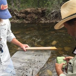 Fly Fishing School Santa Fe - Sampling aquatic insects from the river and comparing them to flies in the fly box