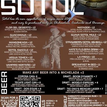 Testal Mexican Kitchen - Drink Menu, 12.09.2022. - Cocktail Bars Near Me - Phoenix, Arizona