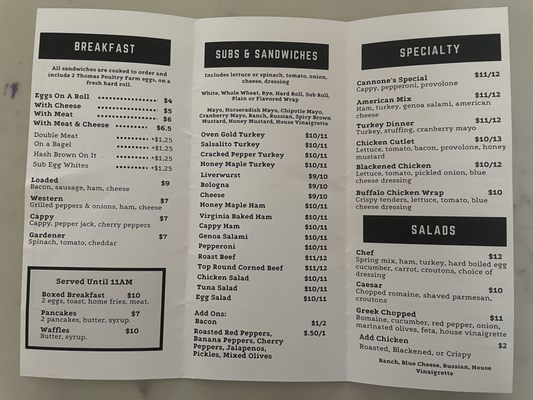 Menu photo 1 Cannone's Deli Gansevoort, NY