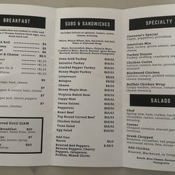 Cannone's Deli - Menu
