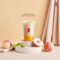Gong cha - Peach Milk Tea with Coconut Jelly
