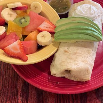 Rex's Cafe - Breakfast Burrito with freshly cut fruit - Breakfast & Brunch Near Me - San Pedro, California