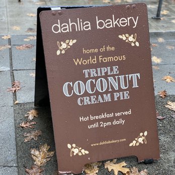 Dahlia Bakery - Triple Coconut Cream Pie Signboard - Bakeries Near Me - Seattle, Washington Dahlia Bakery - Triple Coconut Cream Pie Signboard - Bakeries Near Me - Seattle, Washington