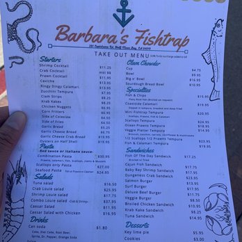 Barbara's Fishtrap - Weekday Menu - Seafood Near Me - Half Moon Bay, California Barbara's Fishtrap - Weekday Menu - Seafood Near Me - Half Moon Bay, California