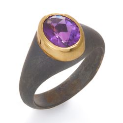 Jewels That Dance - Sterling Silver and 18k gold amethyst ring