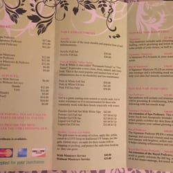Venere Nails & Spa - This is their menu of services that they provide (front and back)