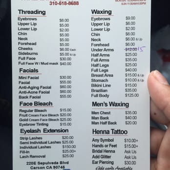 Roop Threading Salon - The updated prices and they don't have lash extensions at the moment by the lady who used to do it doesn't work there anymore. - Threading Services Near Me - Carson, California