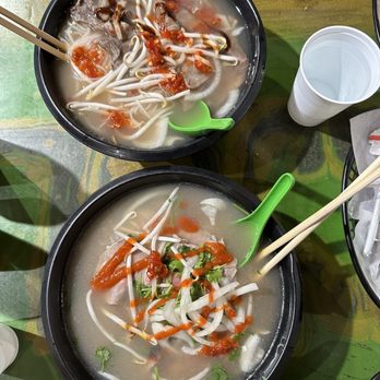 Cyclo Noodles - Top - pho brisket & bottom - pho rare steak - Cambodian Near Me - Long Beach, California