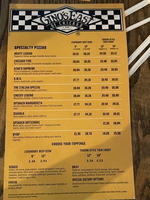 Menu photo 8 Gino's East - South Loop Chicago, IL