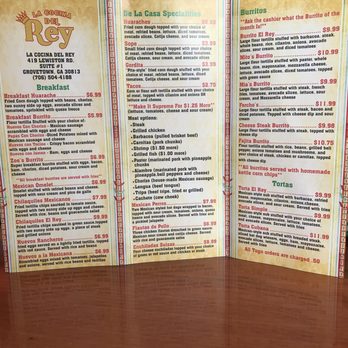 La Cocina Del Rey - Front of take out menu - Mexican Near Me - Grovetown, Georgia La Cocina Del Rey - Front of take out menu - Mexican Near Me - Grovetown, Georgia