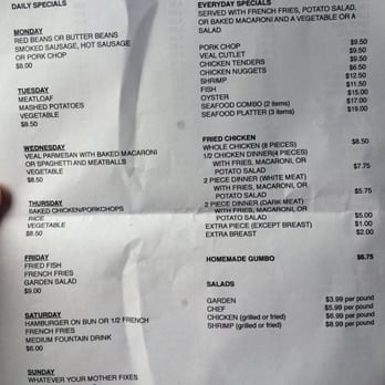 Guillory's Food Store - Plates side of menu - Grocery Near Me - Saint Bernard, Louisiana