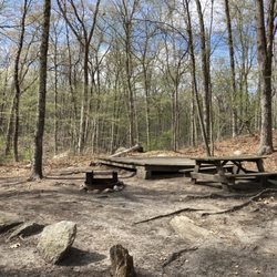 George Washington Memorial Camping Area - Another Angell Loop site. Note the tent platform is decayed and collapsing.