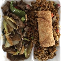Vegetables w/ beef lunch special (w/ pork fried rice and egg roll). Vegetables w/ beef lunch special (w/ pork fried rice and egg roll).