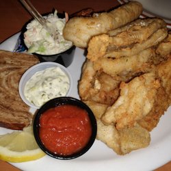 Outback 51 - Friday Fish Fry Combo Platter - shrimp , haddock , walleye , bluegills, Cole slaw , marble rye - Outback 51 located in Woodruff WI