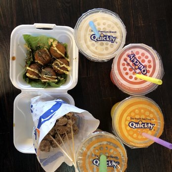 Quickly Boba Tea - Drinks (control your sweetness, $1 more if you want no ice) and takoyaki and popcorn chicken. Delicious! - Bubble Tea Near Me - Orlando, Florida Quickly Boba Tea - Drinks (control your sweetness, $1 more if you want no ice) and takoyaki and popcorn chicken. Delicious! - Bubble Tea Near Me - Orlando, Florida