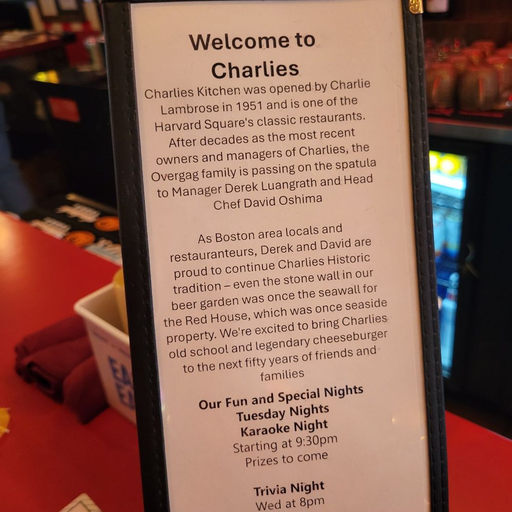 Charlie's Kitchen - Burgers Near Me - Cambridge, Massachusetts