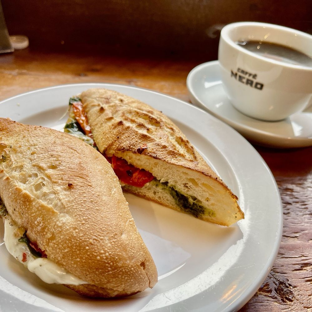 Caprese Baguette and Brewed Coffee Regular (12oz) Caprese Baguette and Brewed Coffee Regular (12oz)