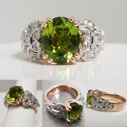 Nelson Estate Jewelers - Custom "upcycled" ring utililizing the platinum diamond lugs from a 1920's ladies vintage watch and lovely rose gold! One of a kind!
