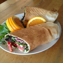 Grilled Mediterranean wrap with side salad Grilled Mediterranean wrap with side salad