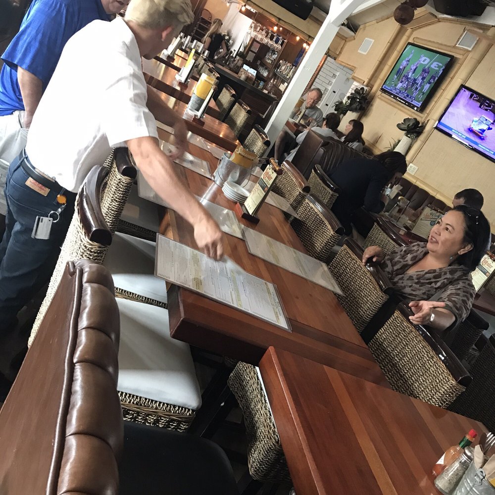 FishBar - Notice how high the tables and chairs are and how close they are to the next table. - Seafood Near Me - Manhattan Beach, California