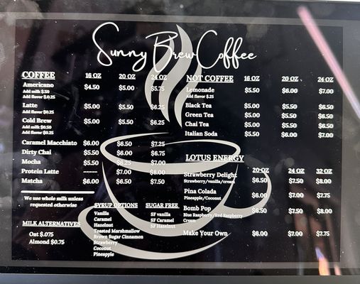 Menu photo 2 Sunny Brew Coffee - Studio 67 Glendale, AZ