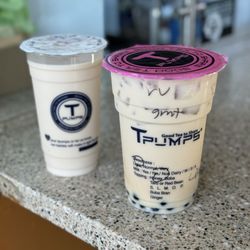 Rose Vanilla Green Milk Tea with Honey Boba