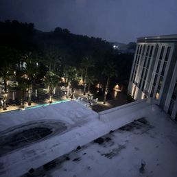 Pool being lit by lightning Pool being lit by lightning