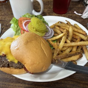 Bisbee Breakfast Club - Bacon cheeseburger with home made fries - Breakfast & Brunch Near Me - Tucson, Arizona Bisbee Breakfast Club - Bacon cheeseburger with home made fries - Breakfast & Brunch Near Me - Tucson, Arizona